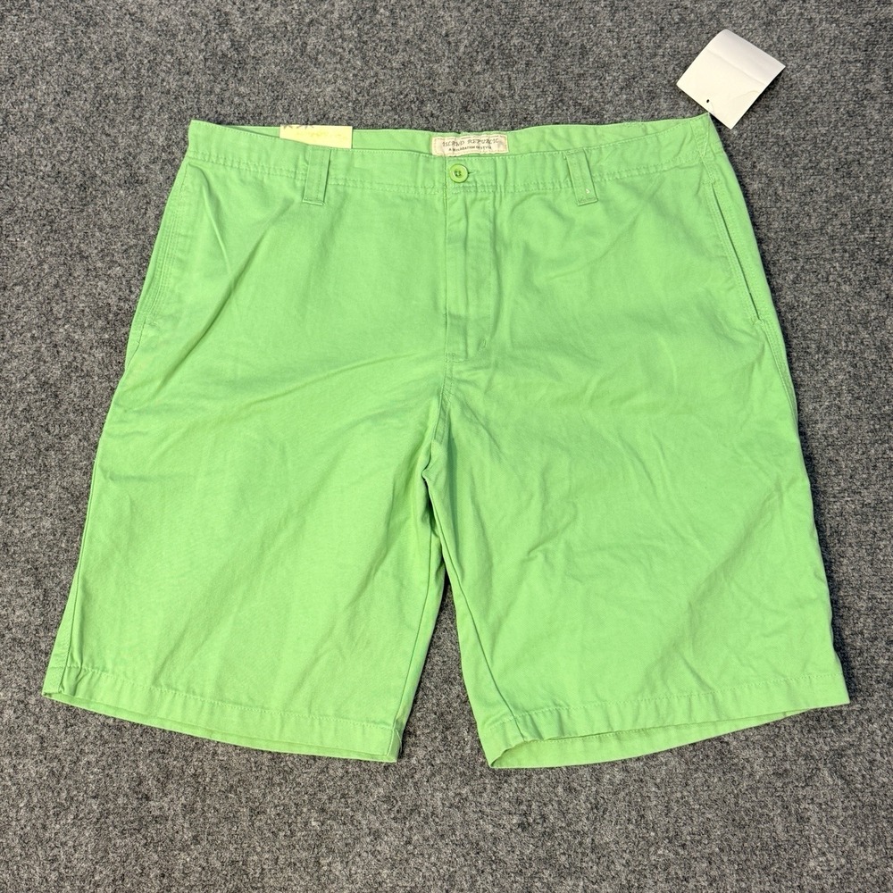 Island Republic‎ Mens sz 40 Lime Green Chino Shorts NWT Flat Front Cotton Casual